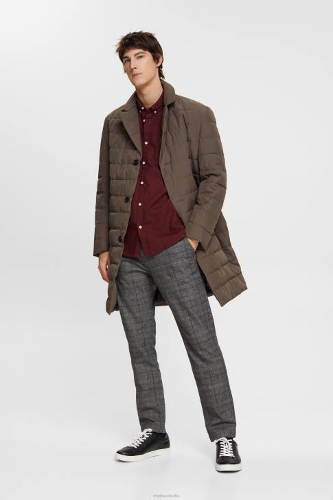 Shirts Bordeaux Red Men Esprit Button down cotton shirt V48Z814