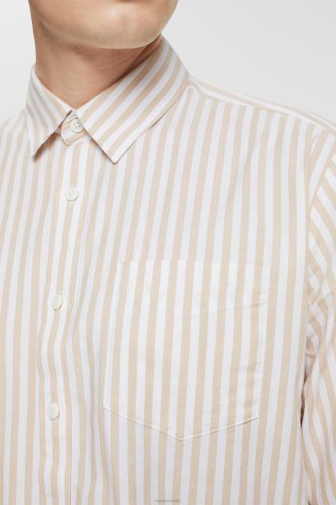 Shirts Cream Beige Men Esprit Striped shirt V48Z871