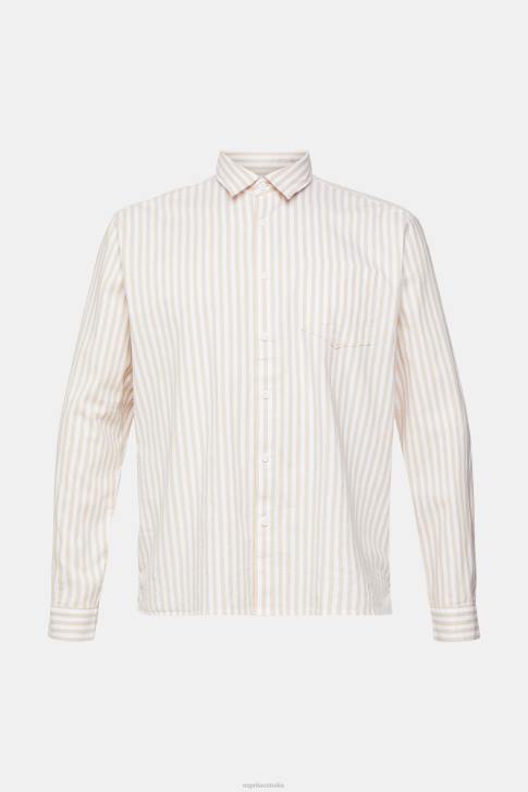Shirts Cream Beige Men Esprit Striped shirt V48Z871