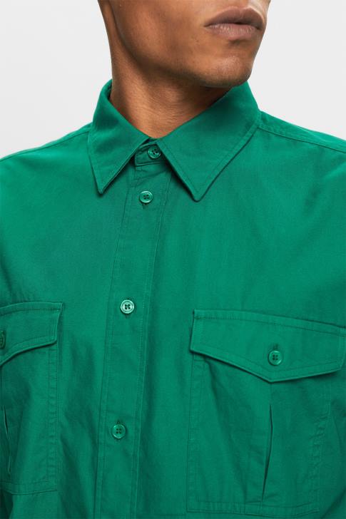 Shirts Dark Green Men Esprit Utility shirt, 100% cotton V48Z572