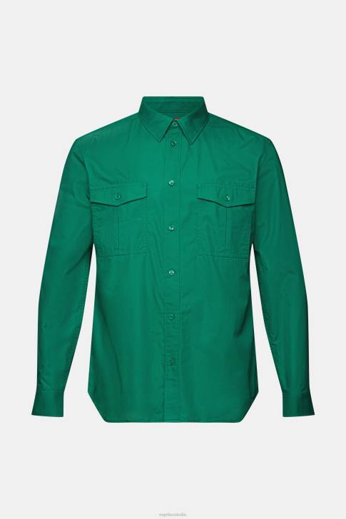 Shirts Dark Green Men Esprit Utility shirt, 100% cotton V48Z572