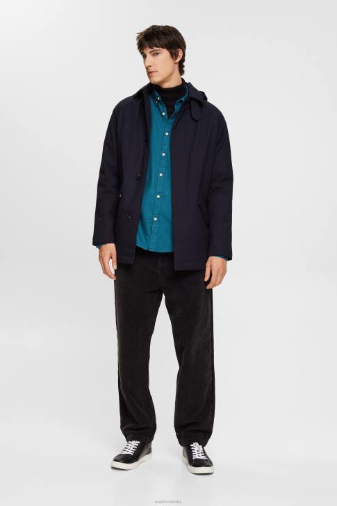 Shirts Dark Turquoise Men Esprit Button down cotton shirt V48Z813