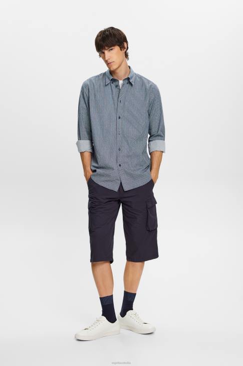 Shirts Grey Blue Men Esprit Cotton Poplin Shirt V48Z576