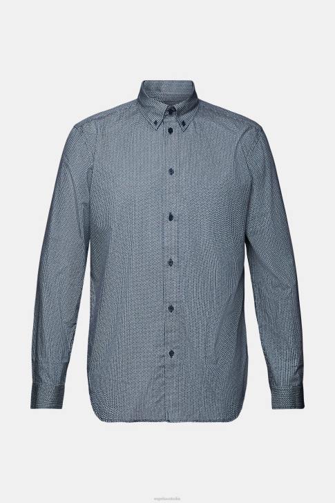 Shirts Grey Blue Men Esprit Cotton Poplin Shirt V48Z576