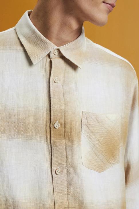 Shirts Ice Men Esprit Cotton and hemp blended checquered tartan shirt V48Z714