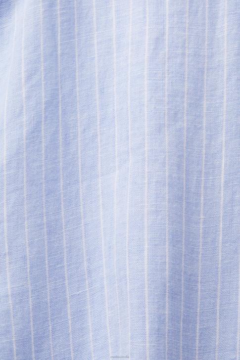 Shirts Light Blue Lavender Men Esprit Striped shirt, 100% linen V48Z597