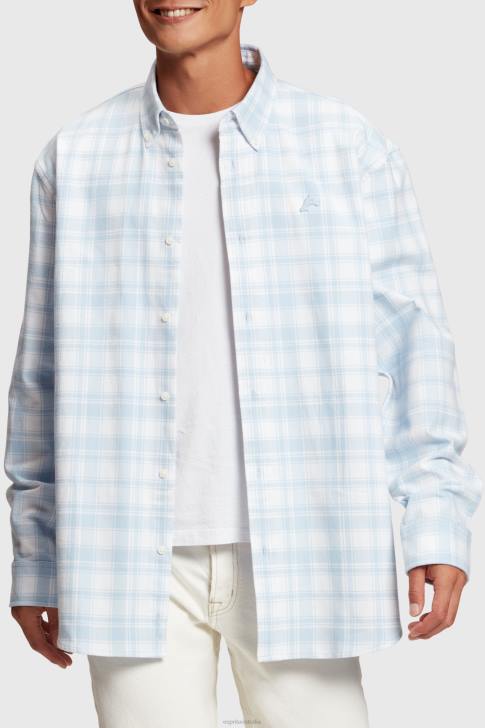 Shirts Light Blue Men Esprit Plaid flannel shirt V48Z791