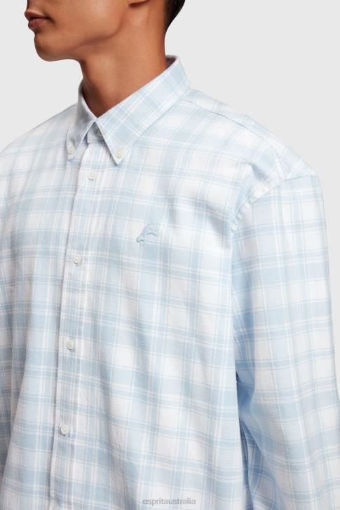 Shirts Light Blue Men Esprit Plaid flannel shirt V48Z791