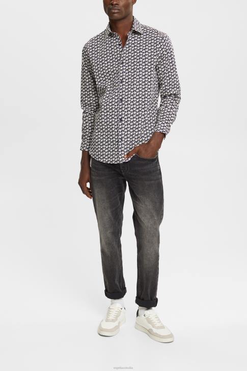 Shirts Navy Men Esprit All-over print shirt V48Z881
