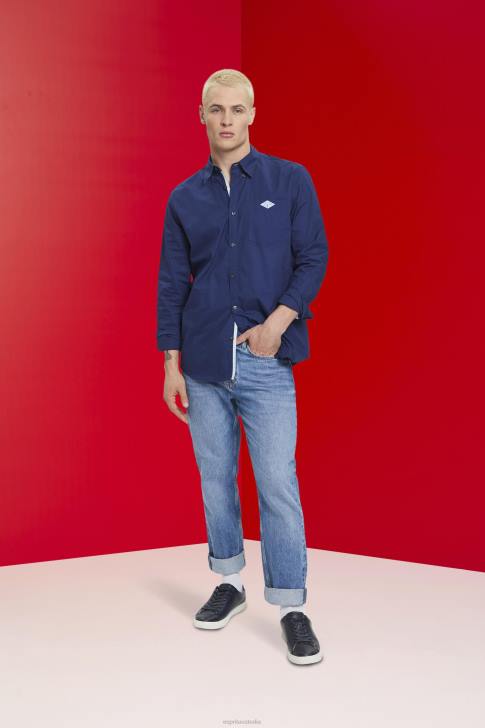 Shirts Navy Men Esprit Button-down cotton shirt V48Z660