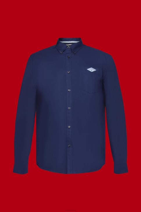 Shirts Navy Men Esprit Button-down cotton shirt V48Z660