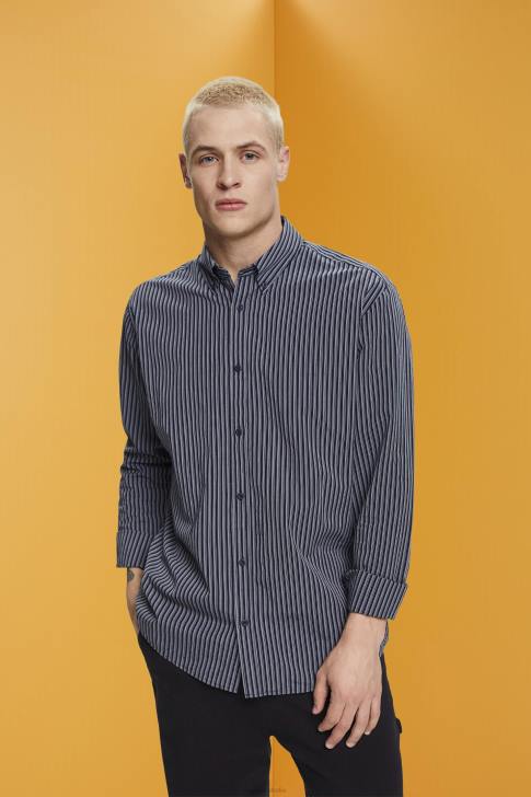 Shirts Navy Men Esprit Striped sustainable cotton shirt V48Z706