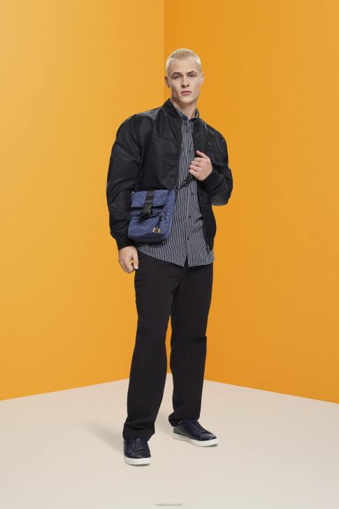 Shirts Navy Men Esprit Striped sustainable cotton shirt V48Z706