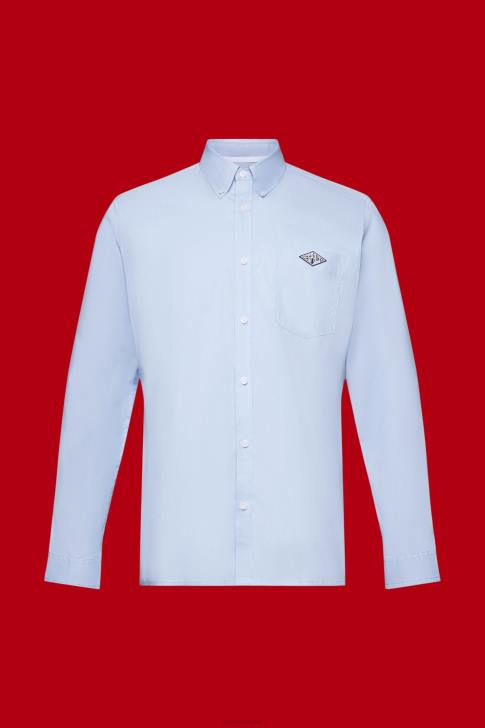 Shirts Pastel Blue Men Esprit Button-down cotton shirt V48Z661