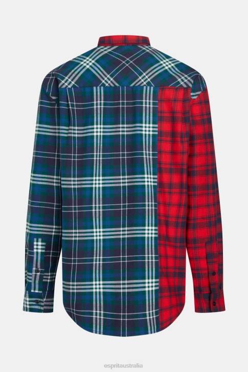 Shirts Red Men Esprit Mixed check patchwork flannel shirt V48Z790