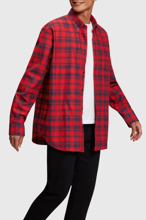 Shirts Red Men Esprit Plaid flannel shirt V48Z792