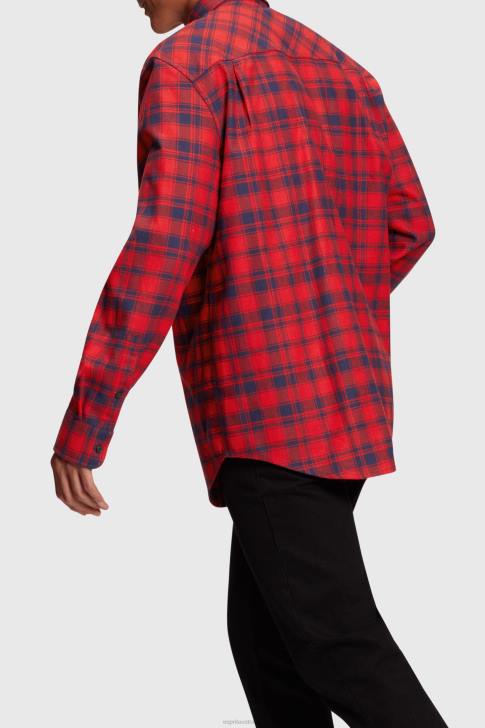 Shirts Red Men Esprit Plaid flannel shirt V48Z792