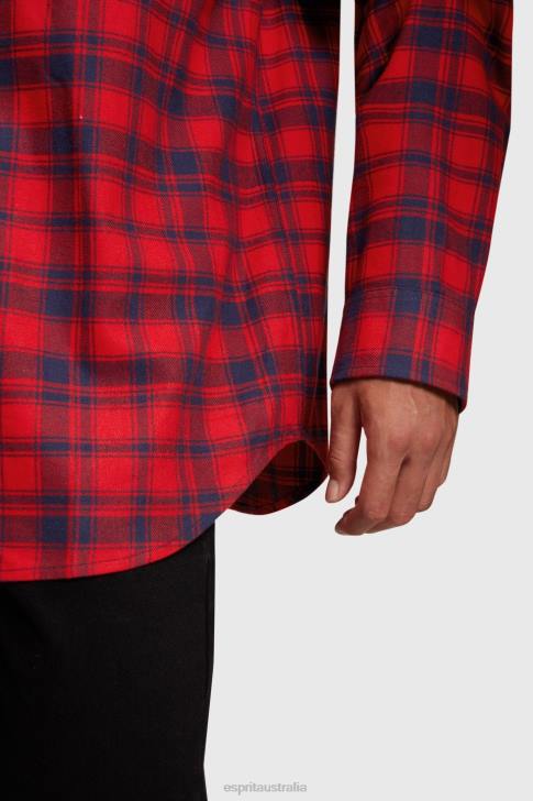 Shirts Red Men Esprit Plaid flannel shirt V48Z792