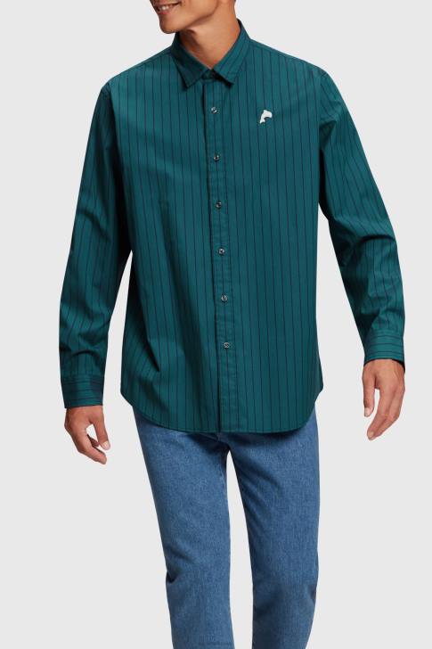Shirts Teal Blue Men Esprit Relaxed fit striped poplin shirt V48Z797