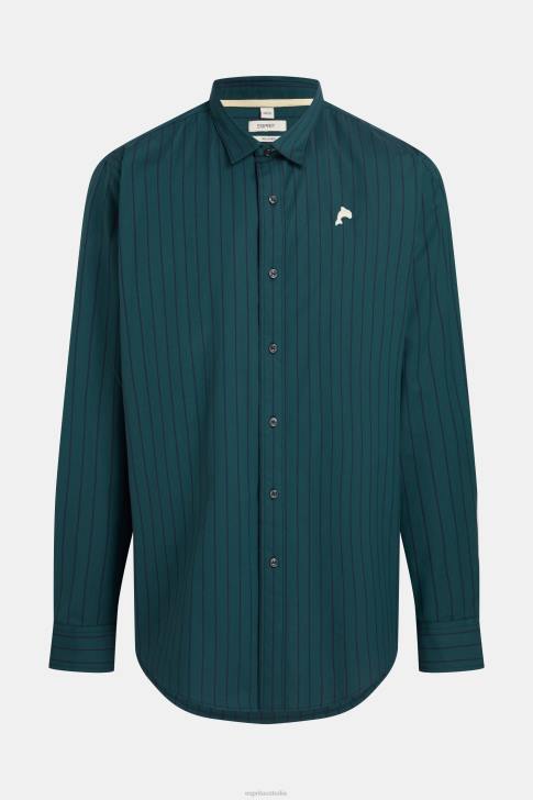 Shirts Teal Blue Men Esprit Relaxed fit striped poplin shirt V48Z797