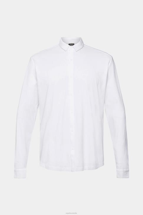 Shirts White Men Esprit Jersey long sleeve, 100% cotton V48Z680