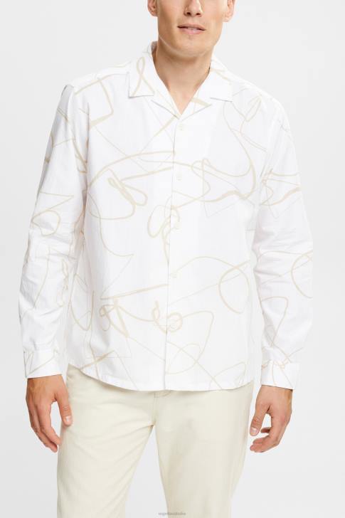 Shirts White Men Esprit Shirt with a pattern V48Z909
