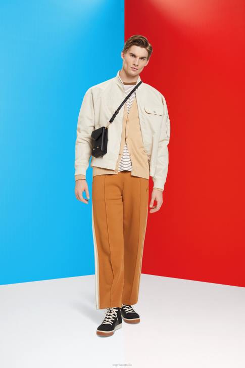 Sweaters Beige Men Esprit V-neck sustainable cotton cardigan V48Z775