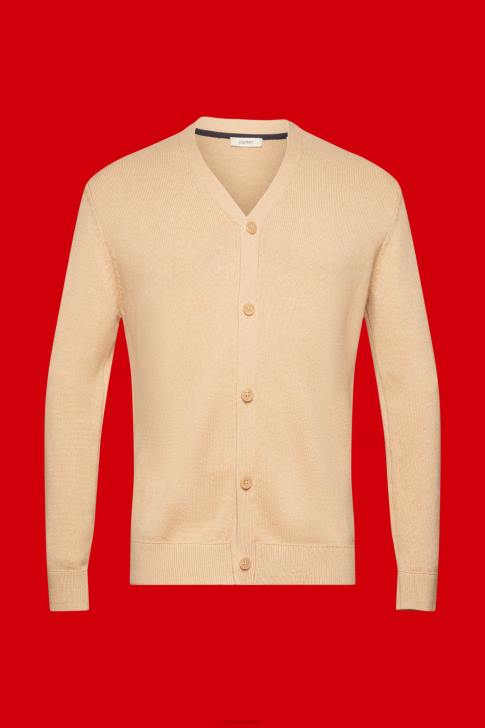 Sweaters Beige Men Esprit V-neck sustainable cotton cardigan V48Z775