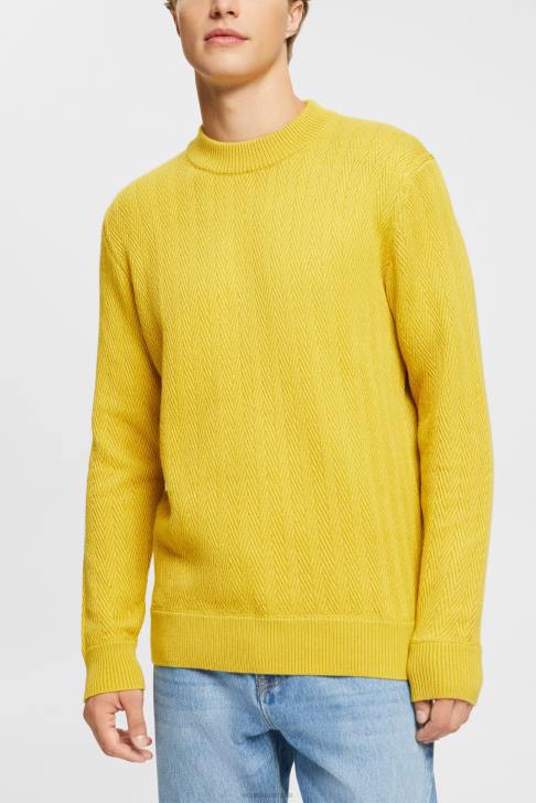 Sweaters Dusty Yellow Men Esprit Jumper with herringbone pattern V48Z830