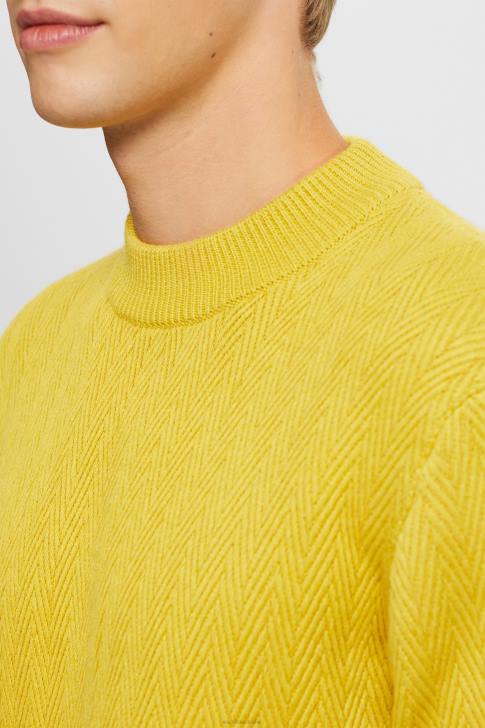 Sweaters Dusty Yellow Men Esprit Jumper with herringbone pattern V48Z830