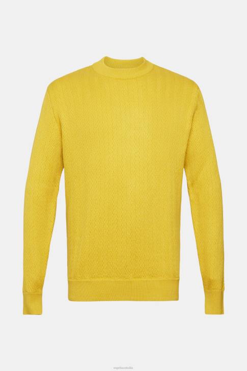 Sweaters Dusty Yellow Men Esprit Jumper with herringbone pattern V48Z830