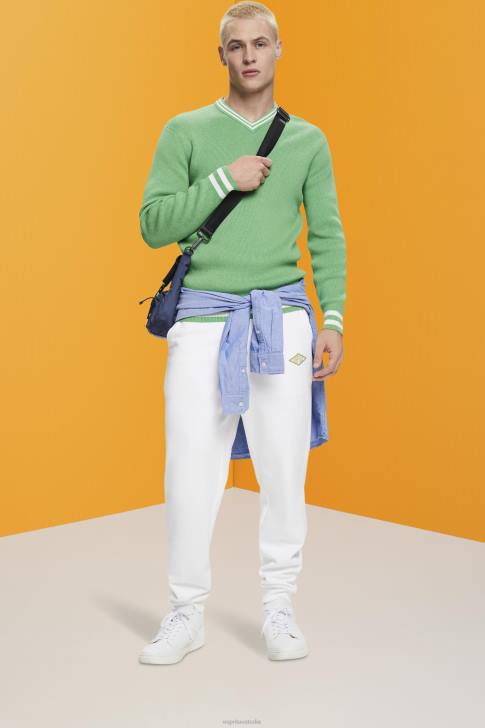 Sweaters Green Men Esprit V-neck sustainable cotton jumper V48Z726