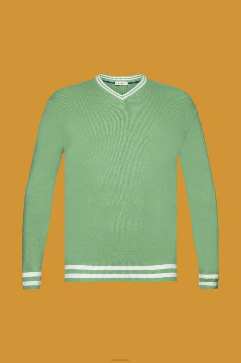 Sweaters Green Men Esprit V-neck sustainable cotton jumper V48Z726