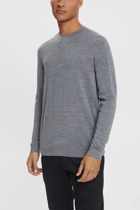 Sweaters Grey Men Esprit Knitted wool sweater V48Z907
