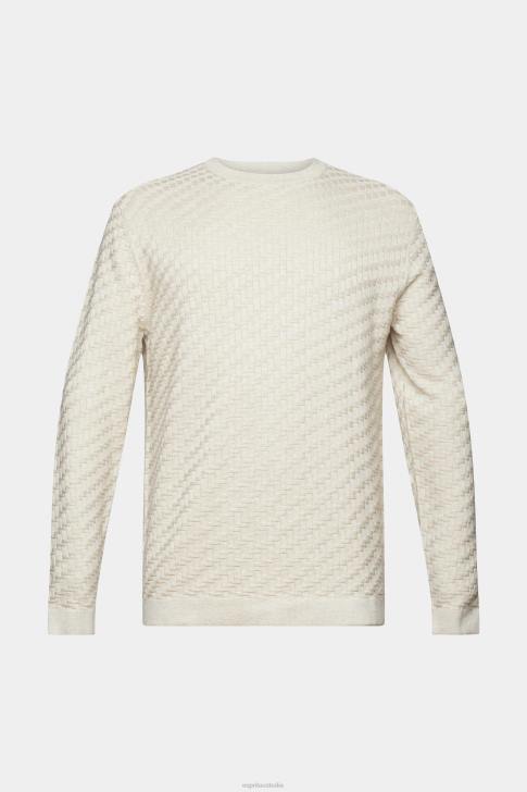 Sweaters Light Taupe Men Esprit Textured crew neck jumper V48Z718