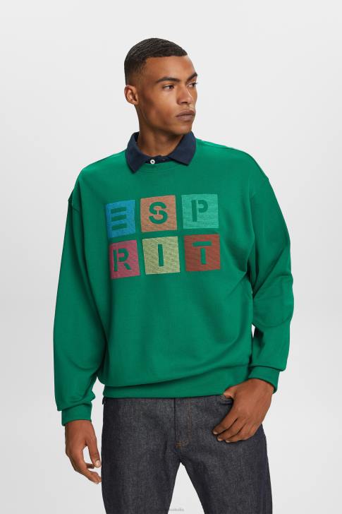 Sweatshirts & Hoodies Dark Green Men Esprit Logo sweatshirt, 100% organic cotton V48Z581