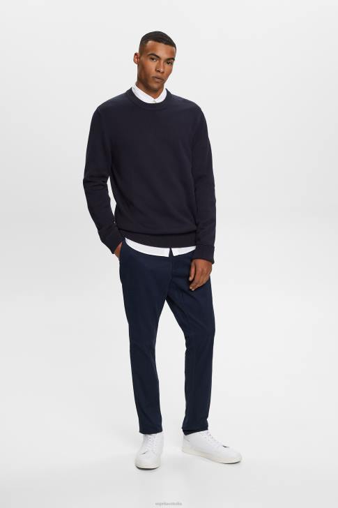 Sweatshirts & Hoodies Navy Men Esprit Cotton Crewneck Sweatshirt V48Z579