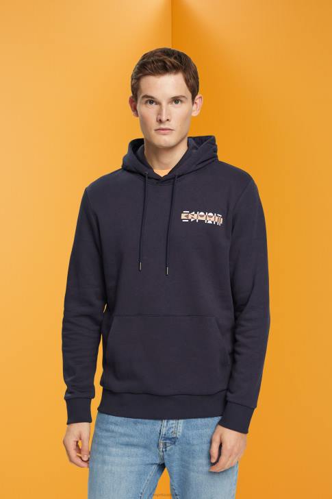 Sweatshirts & Hoodies Navy Men Esprit Hoodie with small logo print V48Z827