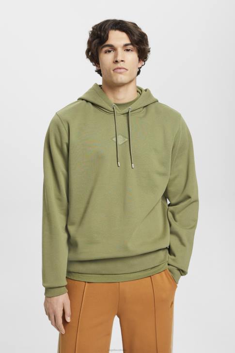 Sweatshirts & Hoodies Olive Men Esprit Hoodie with logo chest print V48Z640