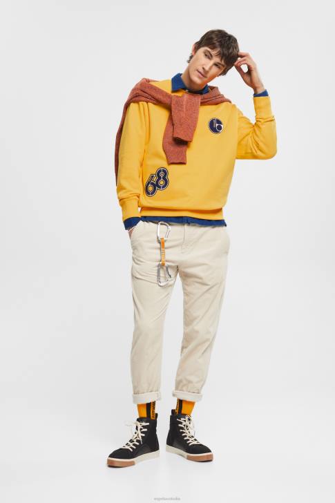 Sweatshirts & Hoodies Yellow Men Esprit Varsity patch sweatshirt V48Z810