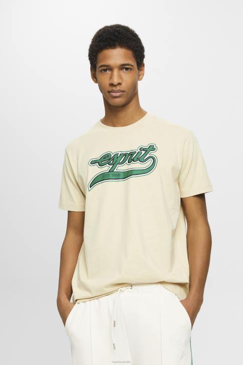 T-Shirts Beige Men Esprit Retro logo print cotton t-shirt V48Z630