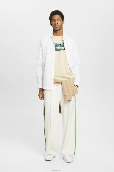 T-Shirts Beige Men Esprit Retro logo print cotton t-shirt V48Z630