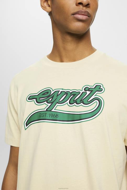 T-Shirts Beige Men Esprit Retro logo print cotton t-shirt V48Z630