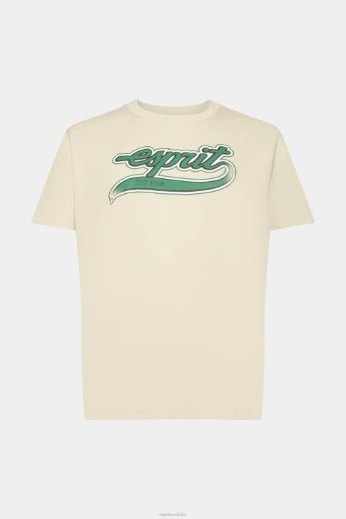 T-Shirts Beige Men Esprit Retro logo print cotton t-shirt V48Z630