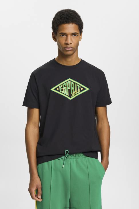 T-Shirts Black Men Esprit Logo print cotton t-shirt V48Z623