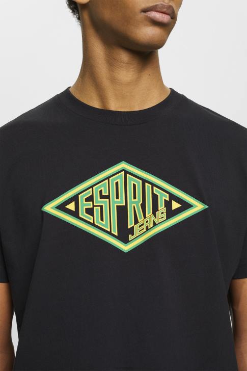 T-Shirts Black Men Esprit Logo print cotton t-shirt V48Z623