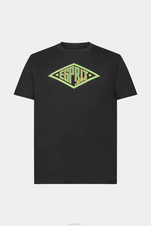 T-Shirts Black Men Esprit Logo print cotton t-shirt V48Z623