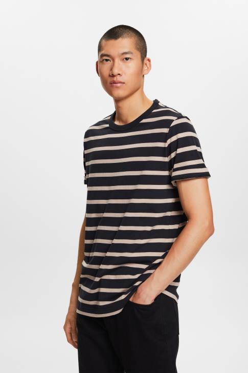 T-Shirts Black Men Esprit Striped jersey t-shirt, 100% cotton V48Z590