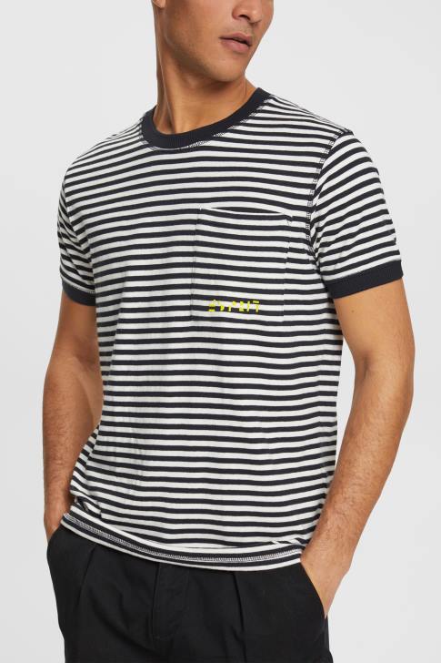 T-Shirts Black Men Esprit Striped knitted t-shirt V48Z898