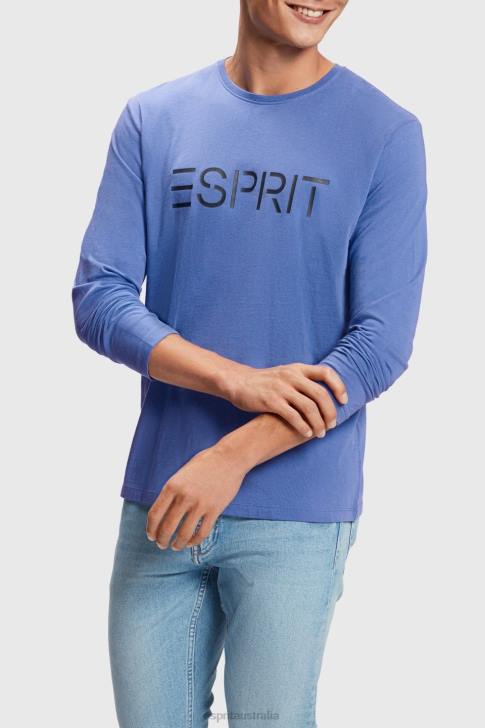 T-Shirts Blue Men Esprit Logo print jersey t-shirt V48Z867